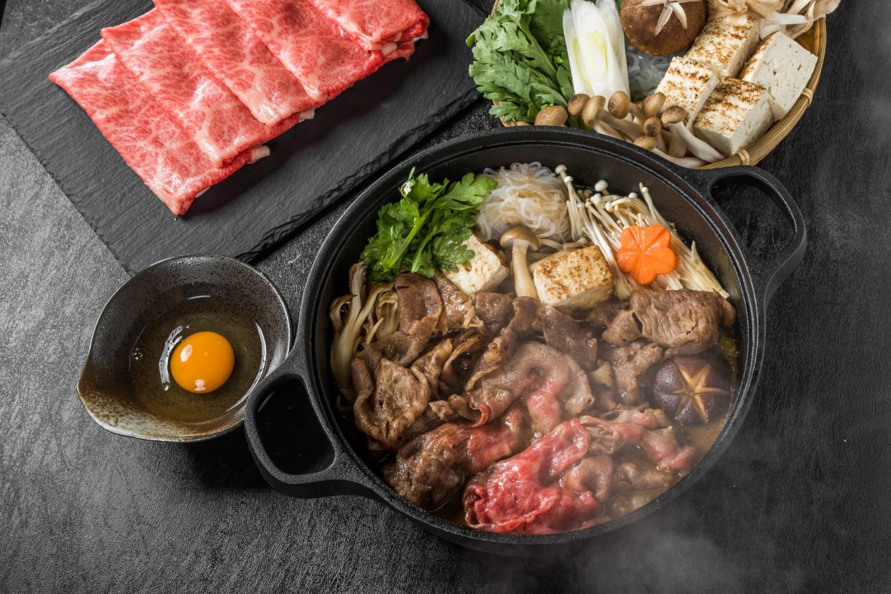 Sukiyaki featuring golden egg yolks from Panaferd